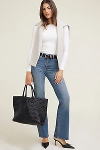 Oversized Woven Faux Leather Tote