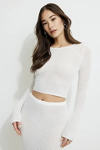 Pointelle Long Sleeve Top
