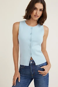 Vera Crewneck Button Up Sweater Vest