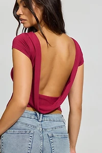 Cowl Back Short Sleeve Top