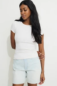 Olive Ribbed Crewneck T Shirt