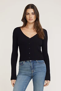 Mila Ribbed V Neck Cardigan