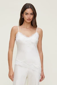 Cassie Asymmetric Lace Satin Cami