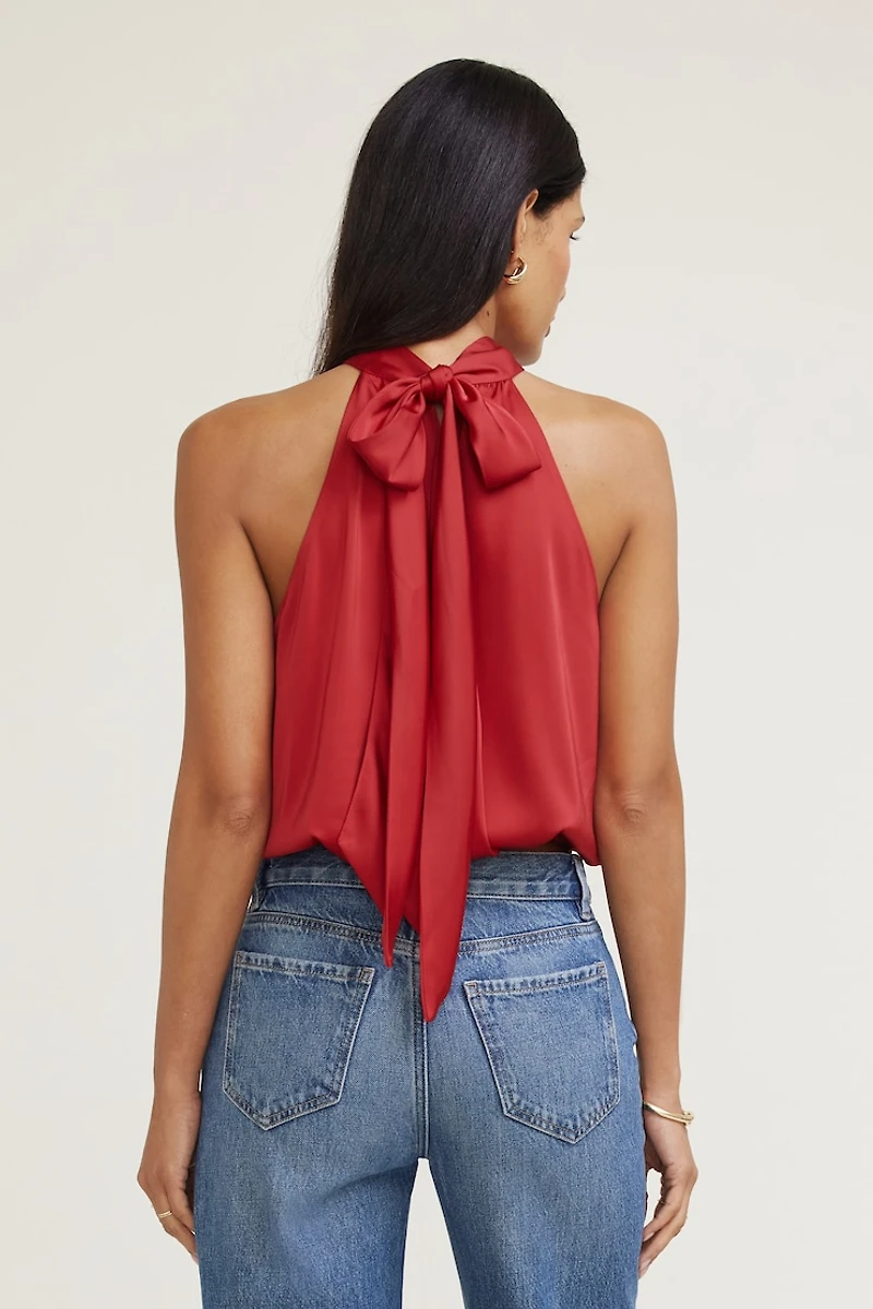 Paloma Bubble Satin Halter Blouse