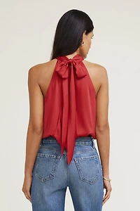 Paloma Bubble Satin Halter Blouse