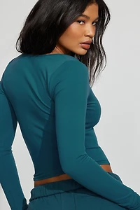 Sleek V-Neck Long Sleeve Top