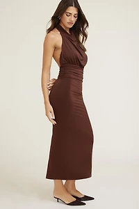 Sculpt Halter Cowl Neck Maxi Dress