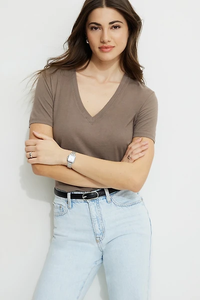 Essential V Neck Cotton T Shirt