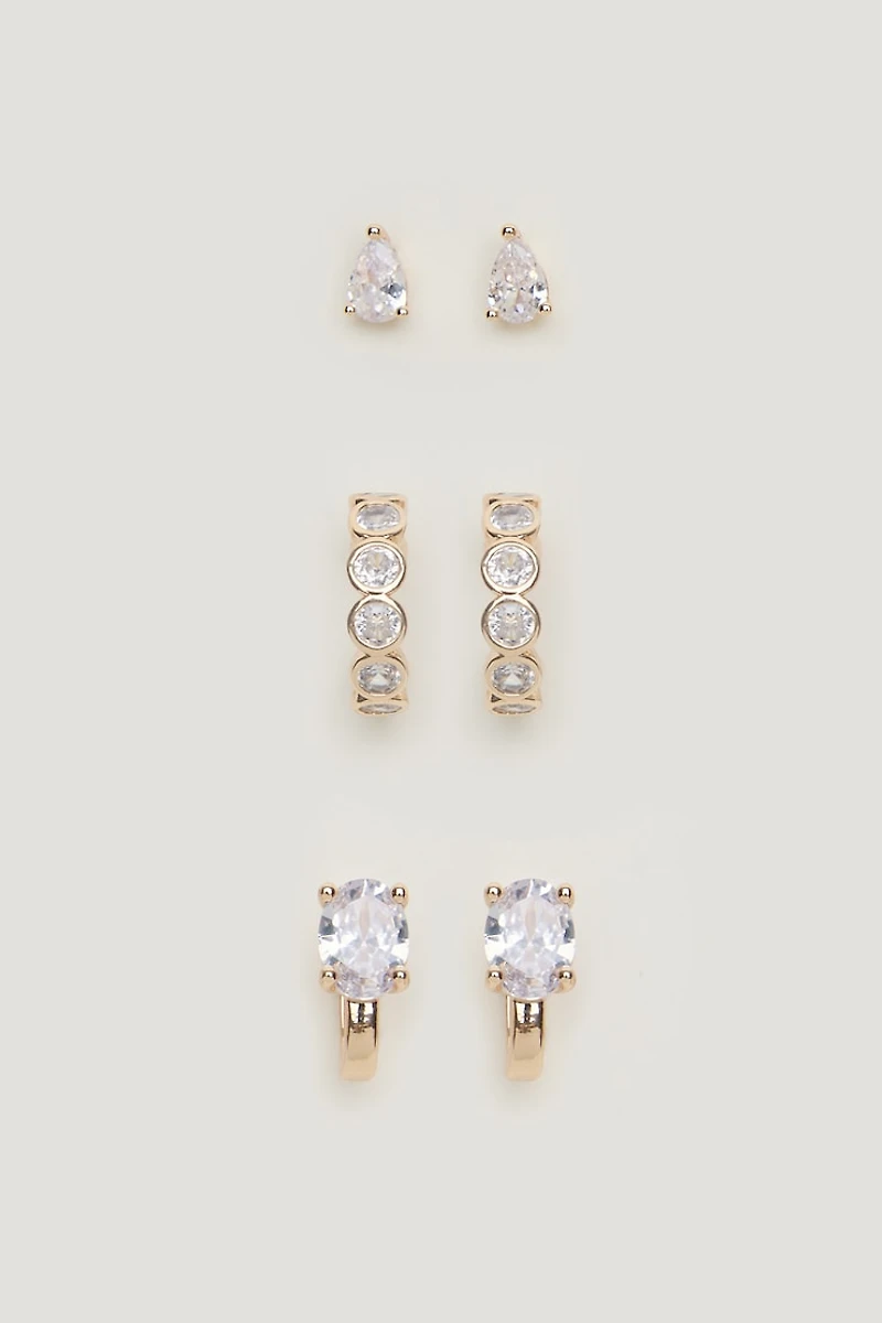 3-Pack Gem Earrings