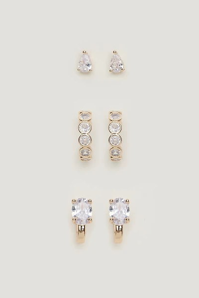 3-Pack Gem Earrings