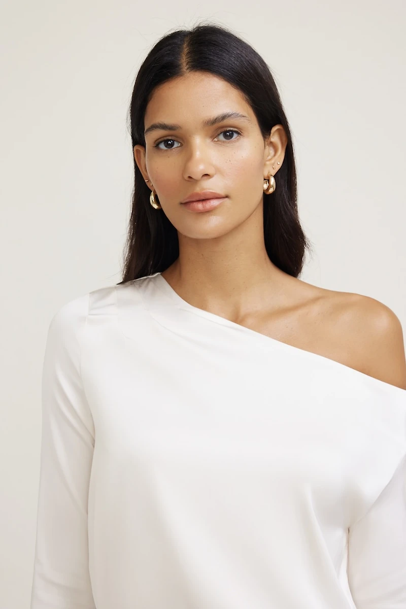 Off Shoulder Satin Blouse