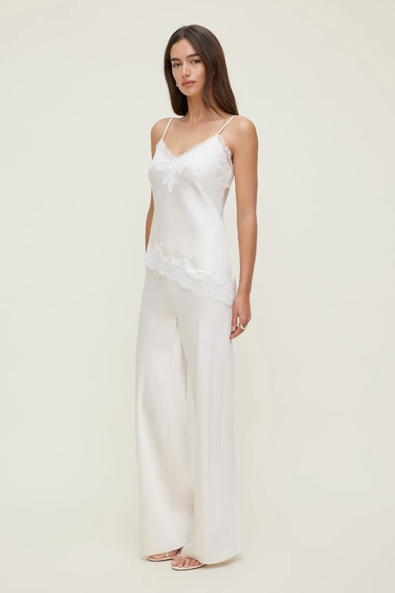 Cassie Asymmetric Lace Satin Cami