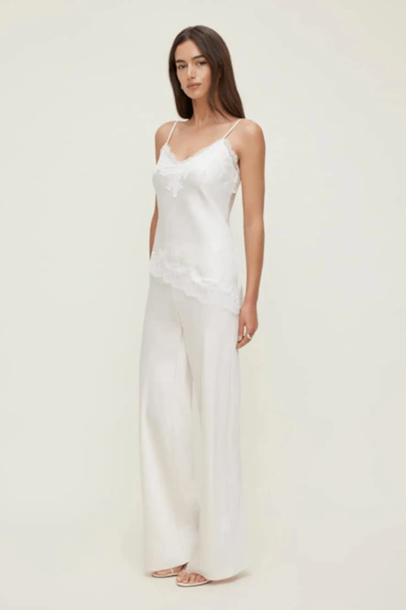 Cassie Asymmetric Lace Satin Cami