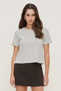 T-shirt quotidien rayé en coton épais