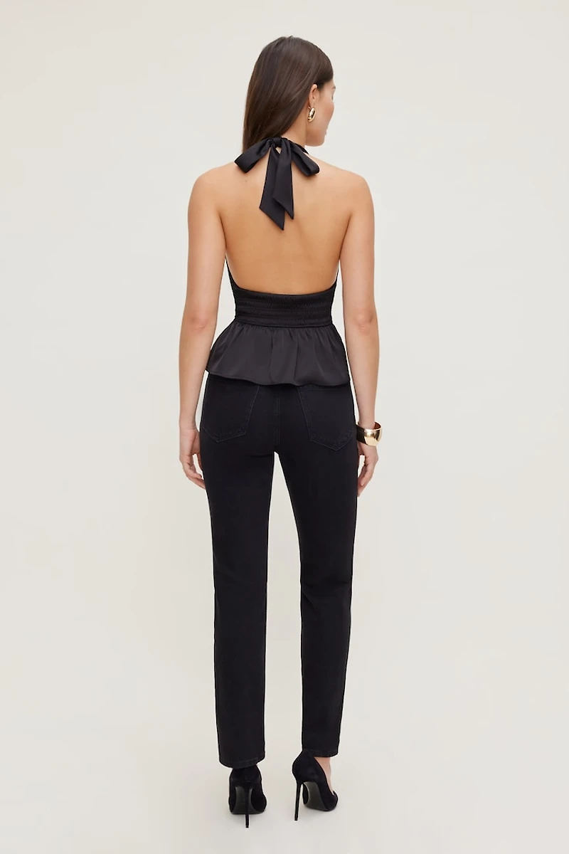 Plunge Satin Halter Top