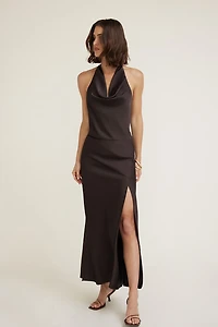 Camila Halter Cowl Neck Satin Blouse