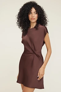 Knotted Satin Mini Dress