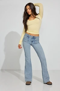 Smooth Scoop Neck Long Sleeve Top