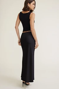 Slit Satin Maxi Skirt