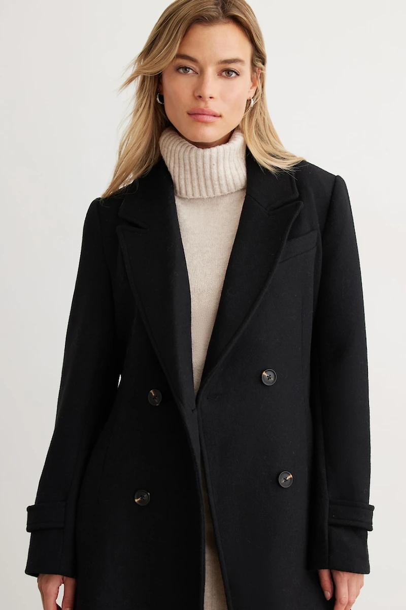 Structured Belted Long Wool Coat