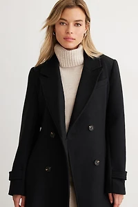 Structured Belted Long Wool Coat