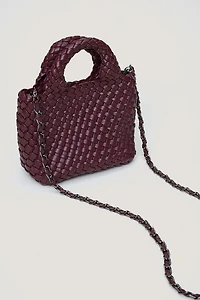 Mini Woven Faux Leather Tote