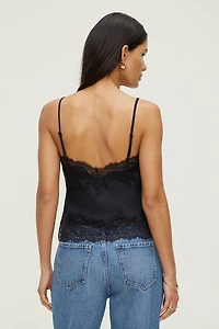 Lace Trim Satin Cami Top