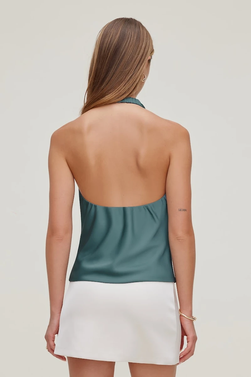 Camila Satin Cowl Halter Neck Blouse
