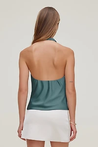 Camila Satin Cowl Halter Neck Blouse