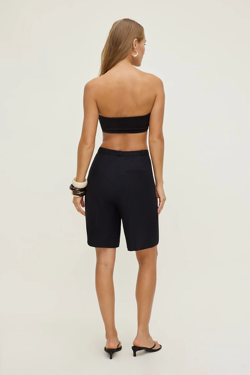 Linen Long Pleated Shorts