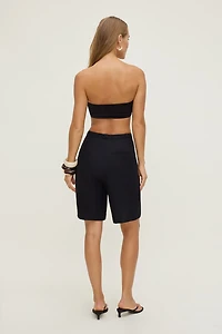 Linen Long Pleated Shorts