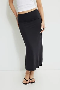 Picot Jersey Midi Slip Skirt