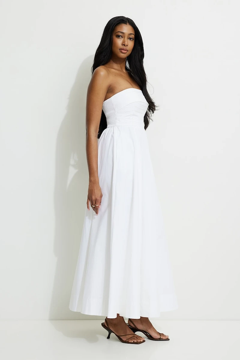 Robe tube maxi surpiquée en popeline