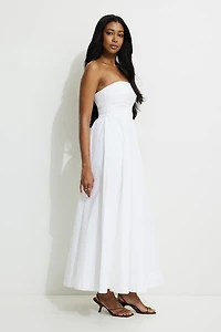 Pintuck Poplin Maxi Tube Dress