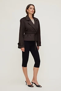 Trench écourté en faux suède