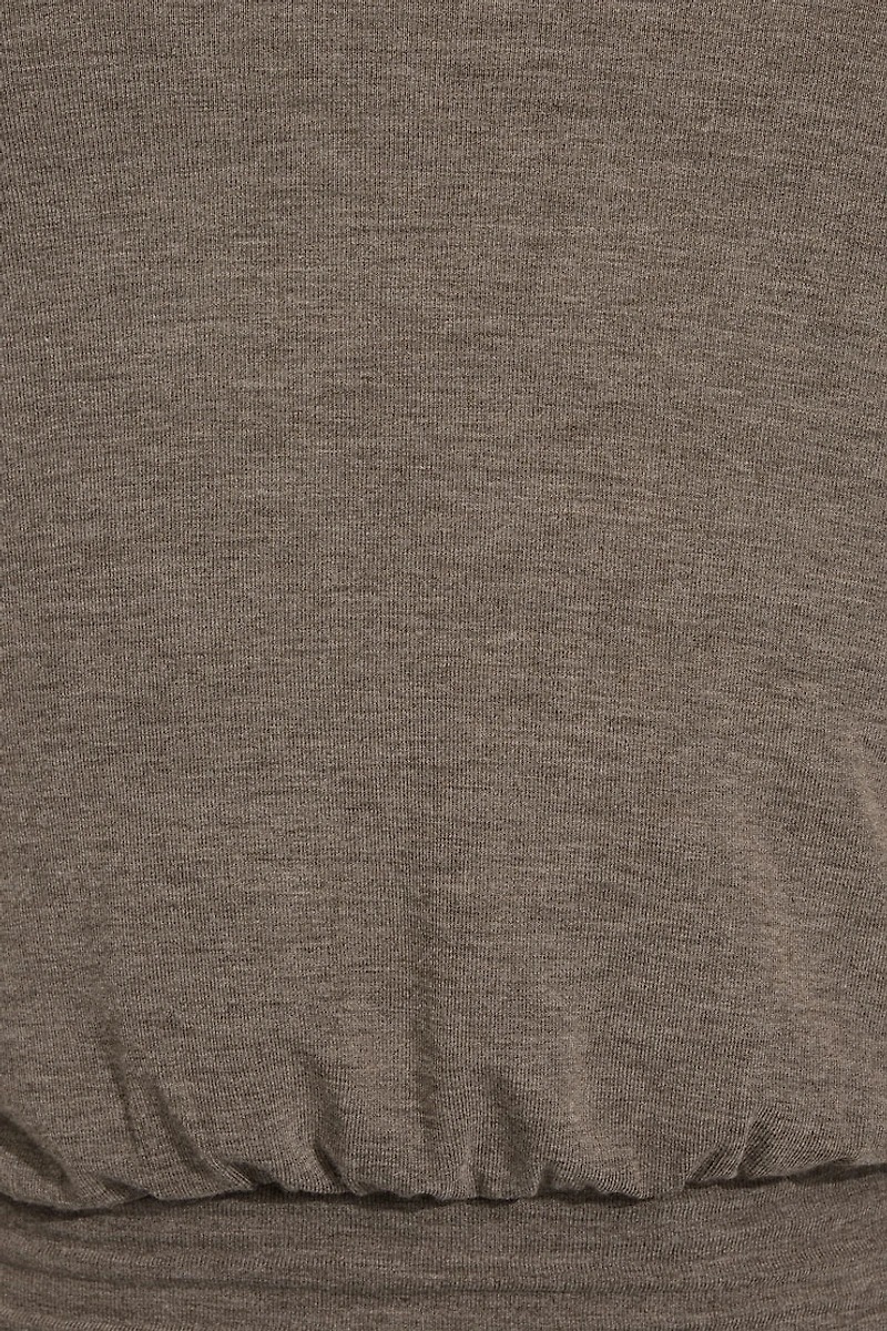 Haut cache-cœur drapé à manches longues et bande la taille