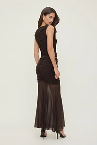 Jupe maxi froncée en maille