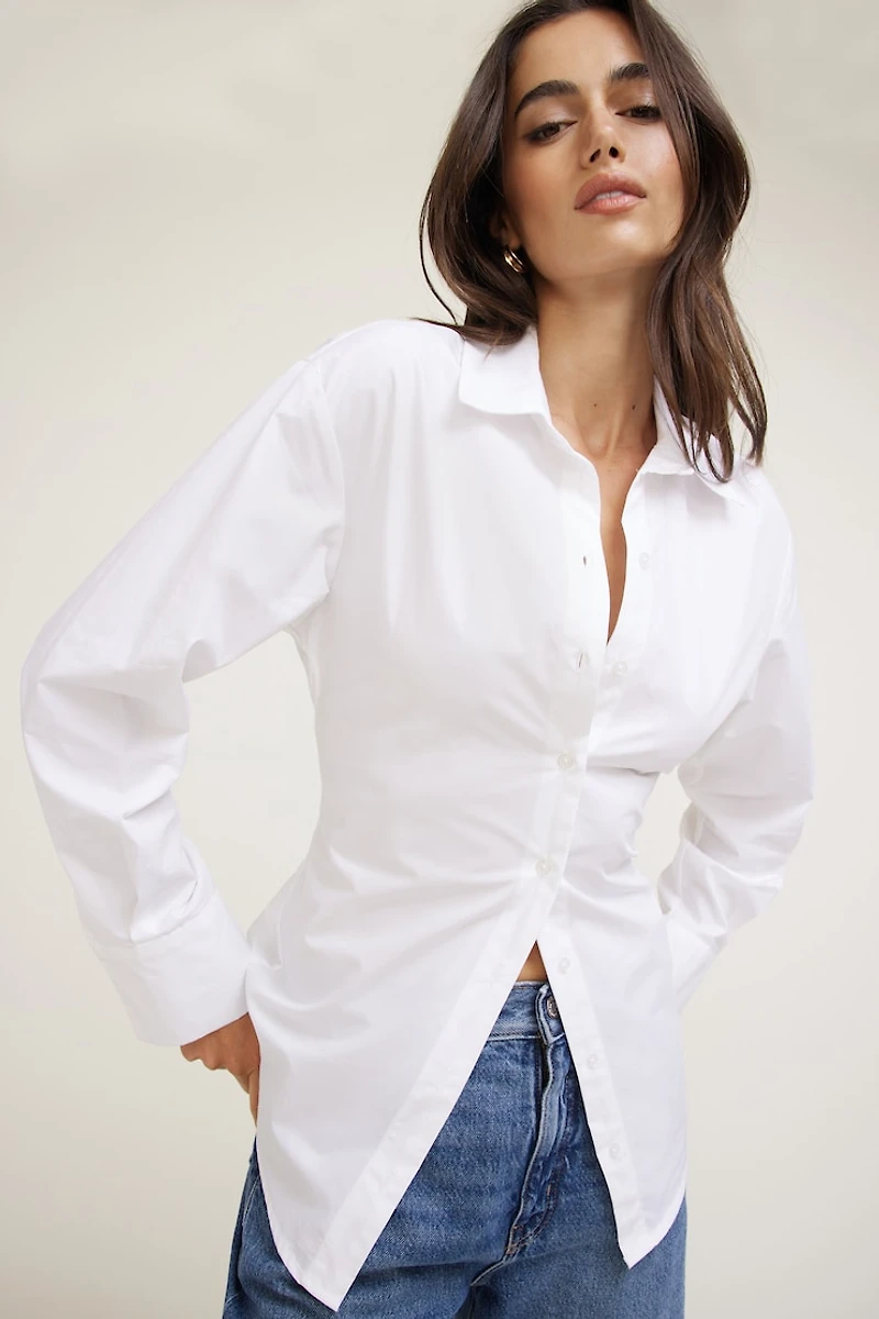 Chemise en coton cintrée à la taille