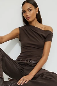 Off Shoulder Draped Jersey Top