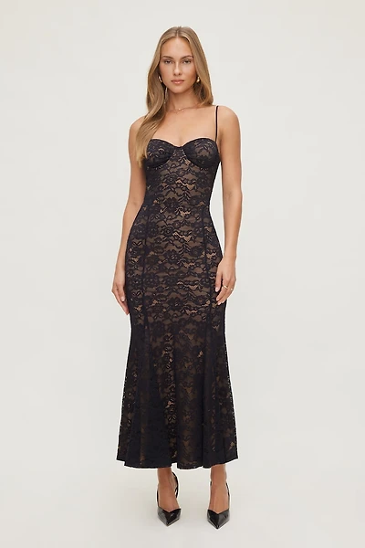 Robe maxi recouverte de dentelle Monet