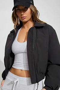 Cropped Nylon Bomber Jacket