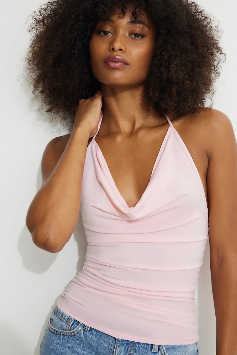 Sculpt Cowl Neck Halter Top