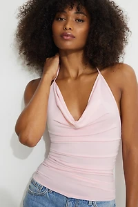 Sculpt Cowl Neck Halter Top