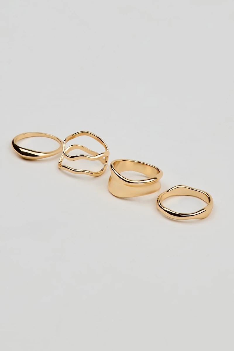Set of 4 Wavy Minimal Rings