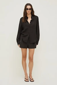 Short à taille haute en lin