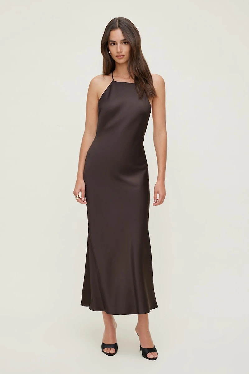 Open Back Satin Maxi Slip Dress