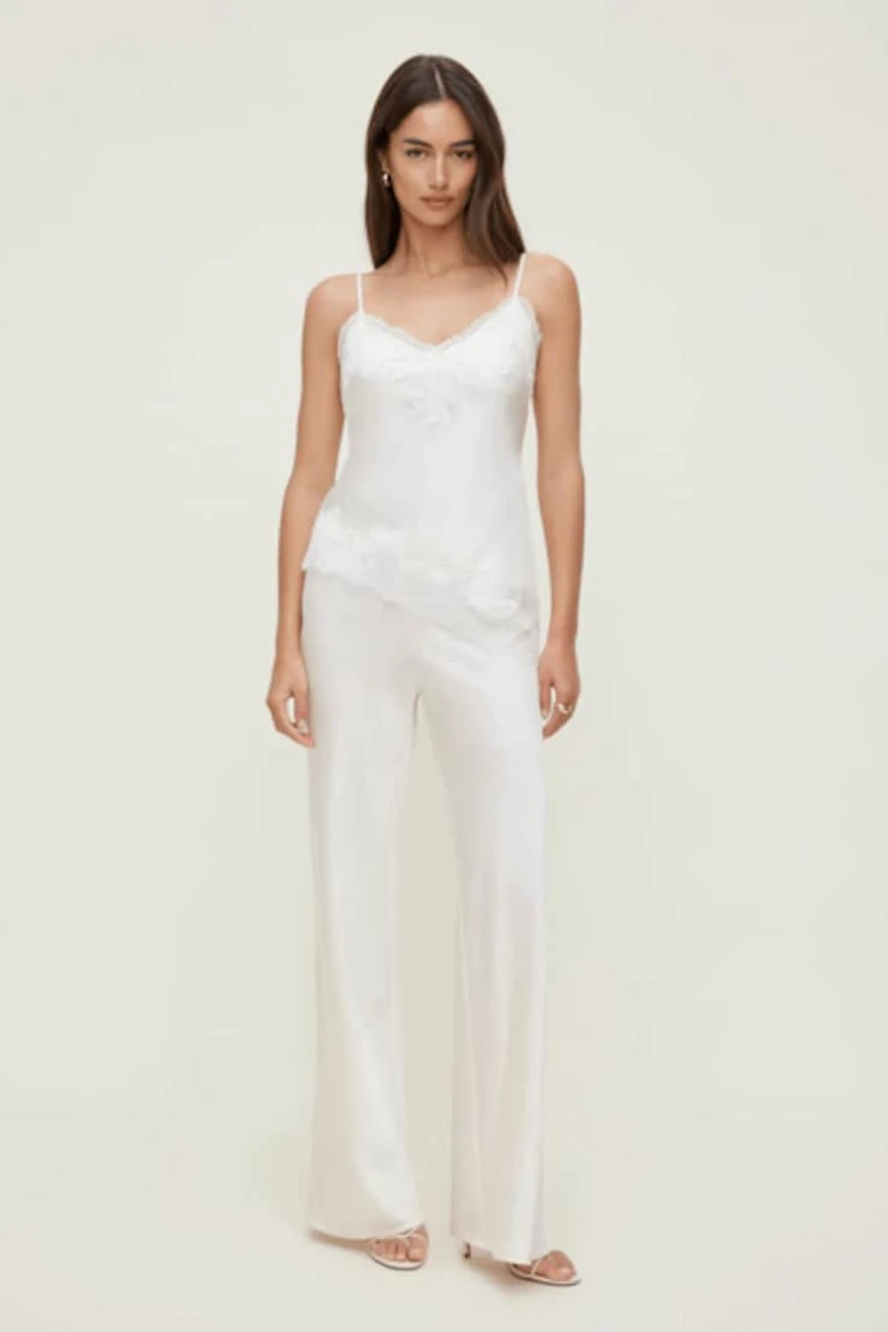 Cassie Asymmetric Lace Satin Cami