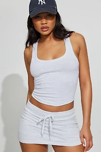 Camisole côtelée à ourlet courb