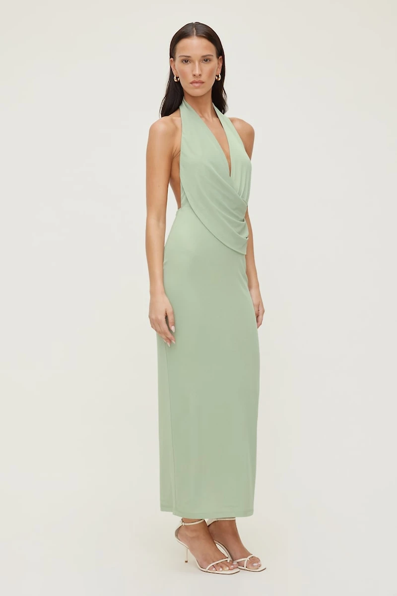 Plunge Mesh Maxi Dress