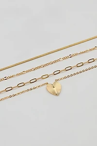 Set of 4 Heart & Chain Necklaces